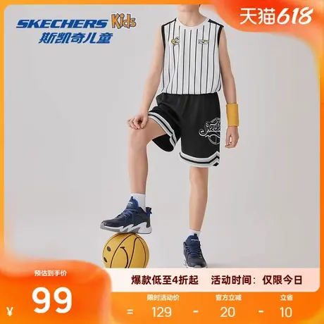 斯凯奇2025夏季新品男女同款篮球系列聚酯纤维柔软舒适运动短裤商品大图