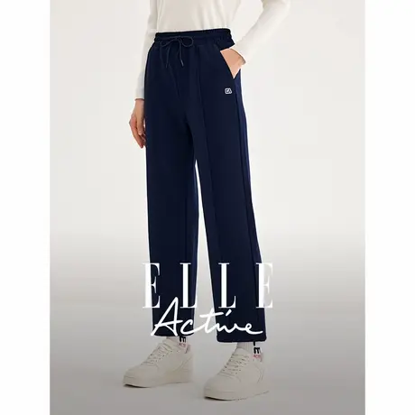 【花花推荐】ELLE Active显瘦直筒休闲长裤女运动卫裤抽绳裤子商品大图