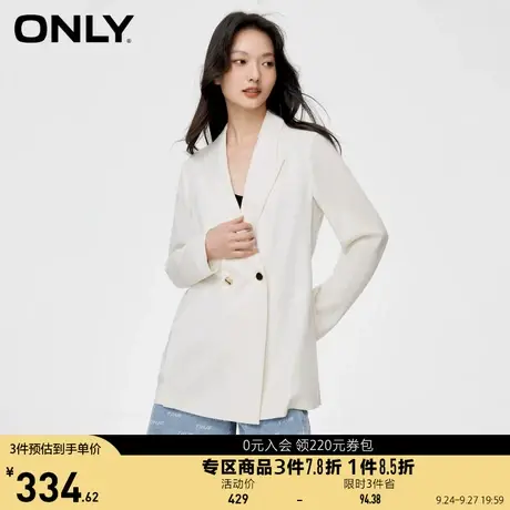 【买5免1】ONLY奥莱2023夏季新款通勤风纯色轻薄两粒扣直筒西服女商品大图