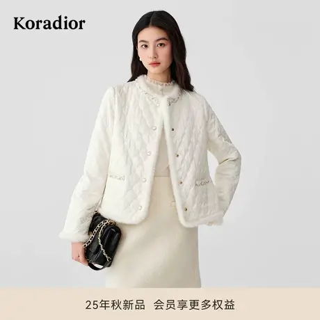 珂莱蒂尔2025冬季新款香风菱格棉服女气质短款外套棉衣商品大图