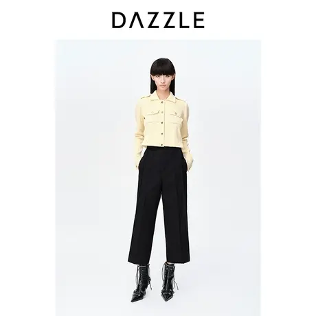DAZZLE地素奥莱23春季新款简约军装风短款修身直筒针织衫开衫外套图片