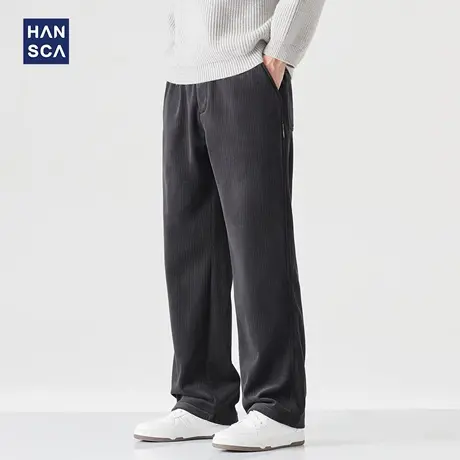 hansca390g重磅灯芯绒直筒休闲裤男秋冬季宽松加绒加厚保暖长裤子商品大图