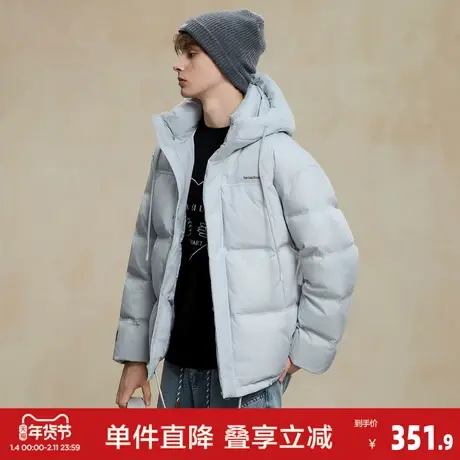 唐狮2026冬季男士连帽前胸绣花短款羽绒服百搭高级感保暖外套商品大图