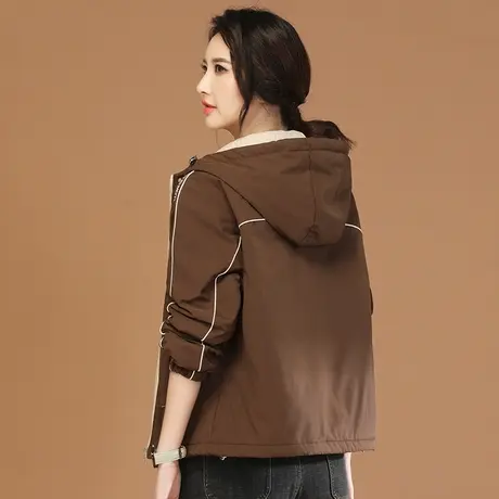 新品8.5折】美拉德连帽工装夹棉外套女棉衣棉服冲锋服厚图片