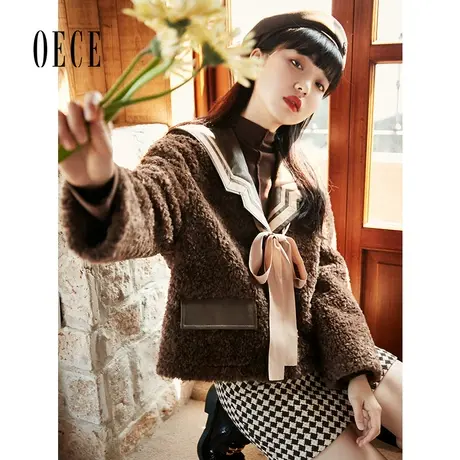 【买1送1】Oece毛毛外套冬新款女复古软糯小个子短款设计感大衣图片