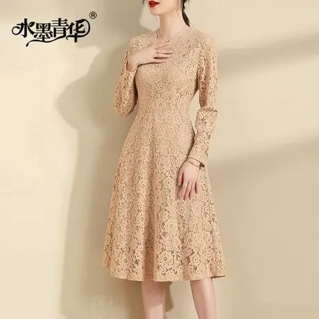 【1件7.9折】新款春季百搭打底裙简约修身蕾丝裙优雅显瘦连衣裙商品大图