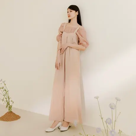 桔熊夏季通勤吊带连体裤子女装宽松凉爽雪纺连身长裤大码BA6793图片