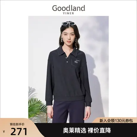 音儿美地女装2022秋季新款长袖通勤上衣宽松polo针织衫商品大图