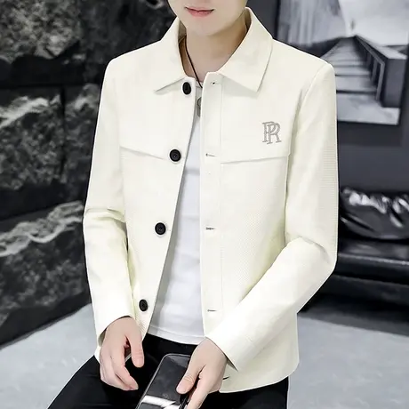 外套高端男士秋季潮流翻领休闲夹克时尚成熟稳重男装简约茄克上衣商品大图