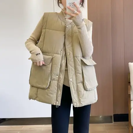 羽绒棉马甲外套女2023秋冬新款短款韩版宽松百搭坎肩外穿背心马夹图片