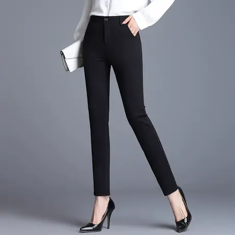 裤子女2023春秋新款九分休闲直筒裤高腰宽松显瘦黑色工作西裤长裤商品大图