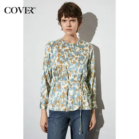 COVER春季几何彩色印花真丝衬衫商品大图