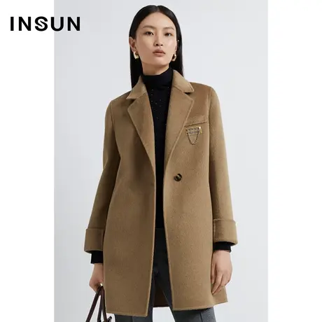 INSUN恩裳线上专选冬季廓形感美拉德毛呢外套图片
