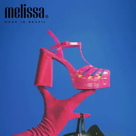 Melissa梅丽莎2023新款女士时尚复古气质粗高跟凉鞋果冻鞋33818图片