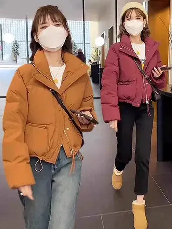 2023冬季新款羽绒服女短款韩版宽松面包服小个子加厚白鸭绒外套潮商品大图