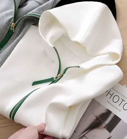 卫衣女春秋薄款2023新款韩版修身显瘦拉链连帽短外套百搭洋气上衣商品大图