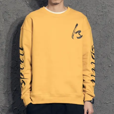 奕飏国潮字母印花卫衣男圆领 2019新款宽松潮流男生春装 帅气上衣商品大图