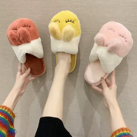 棉拖鞋女家用秋冬可爱家居室内情侣防滑月子鞋保暖毛绒冬天拖鞋男商品大图
