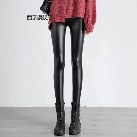 皮裤女秋冬外穿加绒加厚高腰打底裤紧身显瘦防风防水小脚PU长裤子商品大图