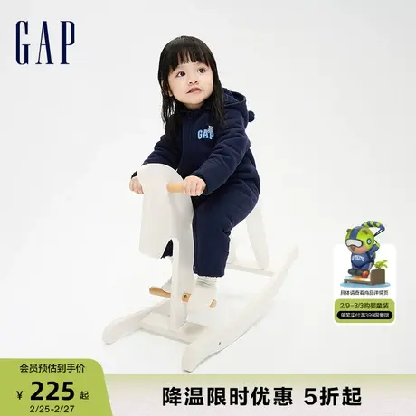 Gap婴儿冬季LOGO熊耳一体式连体衣儿童装可爱外出运动爬服837102商品大图