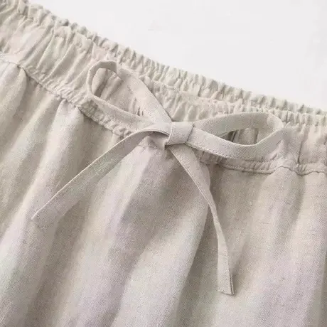 冰丝亚麻裤子男夏季薄款九分裤宽松直筒棉麻休闲裤大码太极阔腿裤商品大图