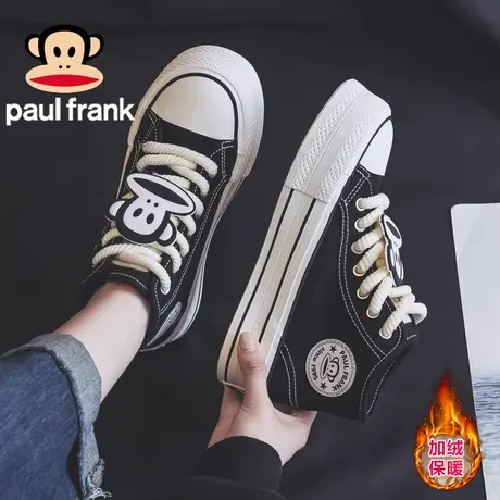 大嘴猴女鞋高帮帆布鞋女款2023新款冬季加绒二棉鞋休闲厚底板鞋子商品大图