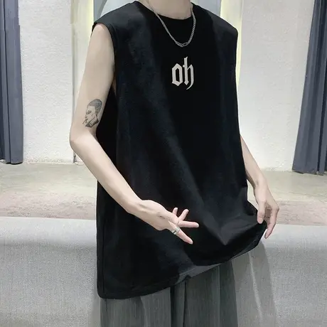 棉感背心男夏季薄款健身篮球透气无袖t恤男生青少年潮流运动坎肩商品大图