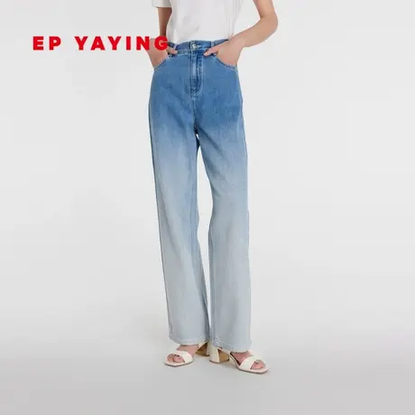 EP雅莹女装 星空烫钻渐变裤 舒适棉直筒牛仔裤 2023新款J612A商品大图