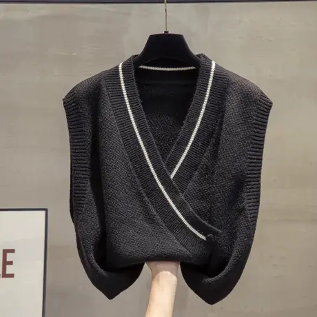 v领针织开衫马甲背心女2023秋装新款宽松外穿马夹短款毛衣坎肩潮商品大图