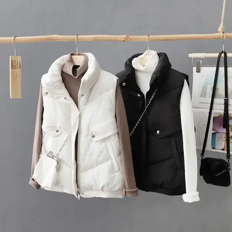 带小挎包羽绒棉马夹两件套女款2023冬季新款女装羽绒棉坎肩外套女商品大图