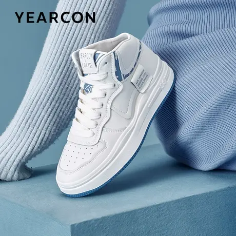 意尔康高帮板鞋女2023冬新款加绒加厚小白鞋厚底雪地靴休闲运动鞋商品大图