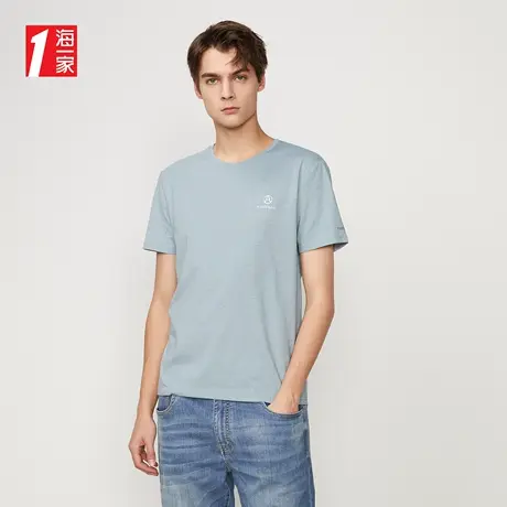 海一家时尚清新短T新款舒适休闲日常圆领简约短袖T恤男商品大图