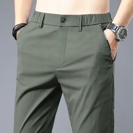 男装男裤夏季薄款冰丝男士休闲长裤子宽松直筒中年爸爸春秋款夏天商品大图