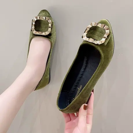 尖头单鞋女夏季2023年新款时尚百搭平底鞋软底浅口女鞋复古奶奶鞋图片