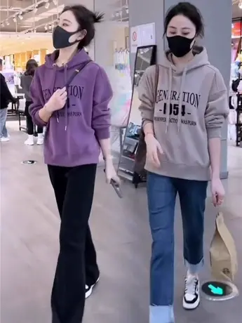 大码卫衣女短款连帽上衣春秋季胖mm韩版美式复古长袖外套2-300斤商品大图