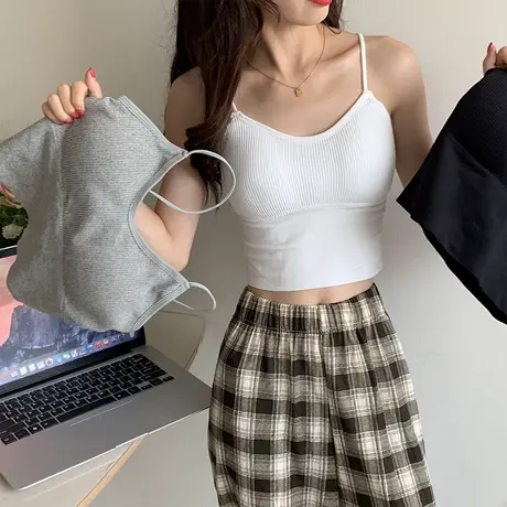 黑色小吊带背心女内搭美背爆款夏外穿V领设计感小众打底衫上衣潮商品大图