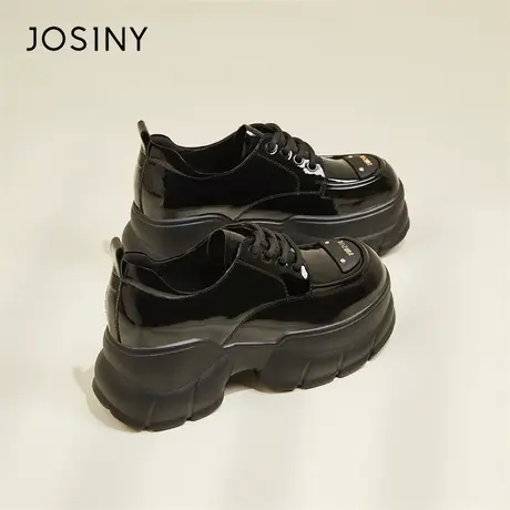 Josiny/卓诗尼厚底小皮鞋女2024新款春夏季深口单鞋皮面乐福鞋子商品大图