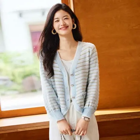 时尚气质毛衣开衫2023年秋季新款淑女温柔甜美宽松显瘦通勤上衣商品大图