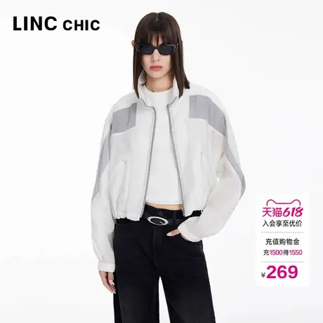 LINC金羽杰外套女轻薄动感拼色夹克防晒轻薄外套女户外穿搭JK271Y商品大图