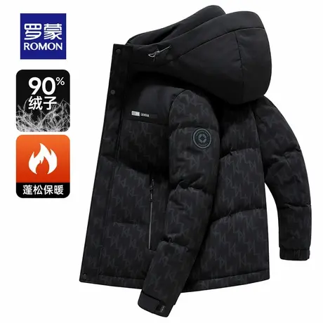罗蒙冬季羽绒服男士短款连帽加厚2024新款时尚拼色保暖面包服外套商品大图