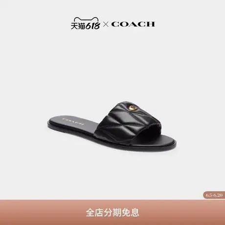 COACH/蔻驰女士绗缝HOLLY凉鞋拖鞋 平底 黑色商品大图