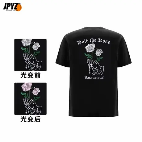男生短袖ｔ恤纯棉圆领夏穿搭赠人玫瑰刺绣重磅国潮中国风宽松上衣商品大图