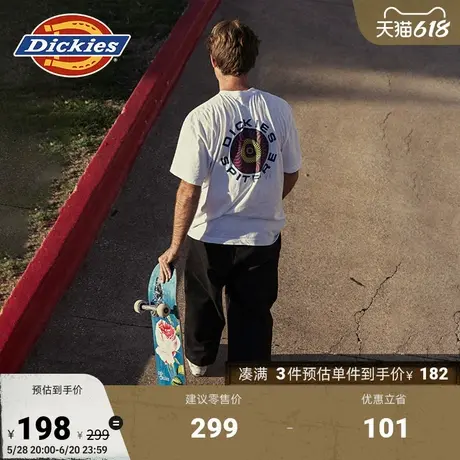 Dickies x SPITFIRE 联名款 胸前背后印花 圆领短袖T恤 男女情侣图片