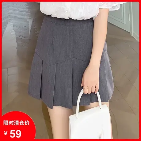 胖妹妹半身裙2023夏季新款百搭休闲百褶A字短裙胖MM减龄显瘦大码图片