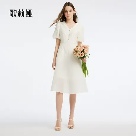 歌莉娅夏季背部蝴蝶提花连衣裙1B4R4K210图片