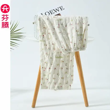 芬腾冰丝睡裤女夏季薄款大码人造绵可外穿家居碎花宽松长裤子夏款商品大图