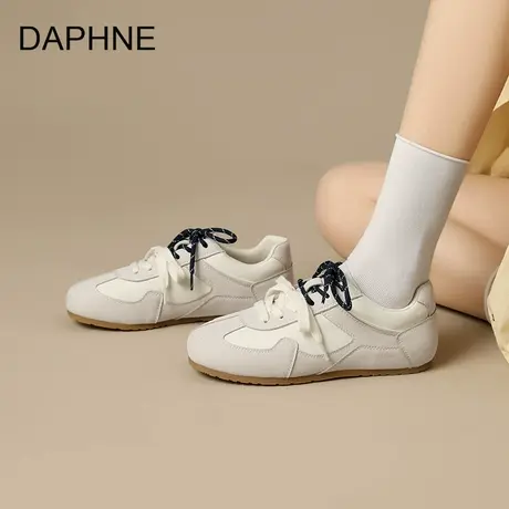 Daphne/达芙妮明星同款复古运动德训鞋平跟女休闲鞋时尚百搭板鞋图片