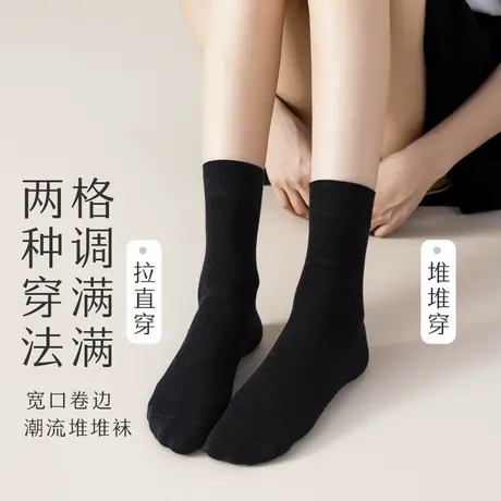 猫人灰色袜子女夏天薄款堆堆吸汗透气2025新款爆款纯棉无骨中筒袜商品大图