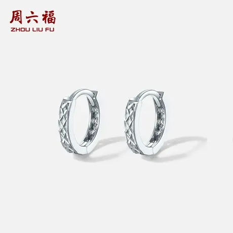 周六福PT950铂金耳饰女款简约精致素圈耳环618礼物送女友旗舰店商品大图