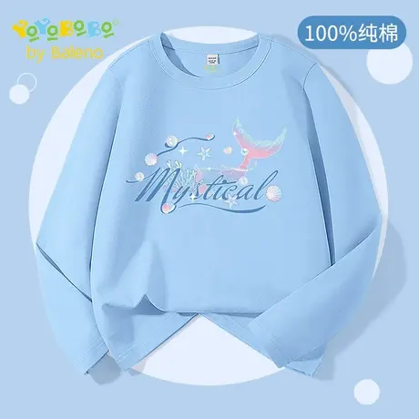 班尼路童装YBB系列女童长袖t恤2025新款秋季儿童纯棉休闲圆领上衣商品大图